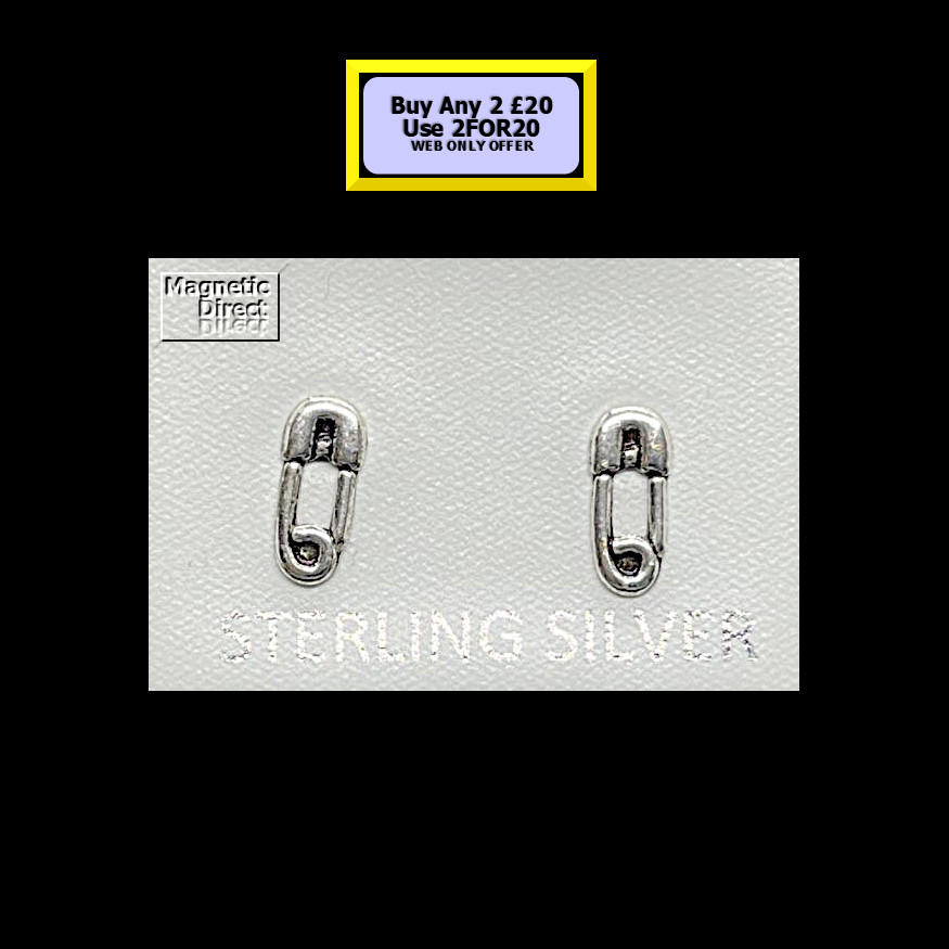 Safety-Pin Stud Earrings Sterling Silver