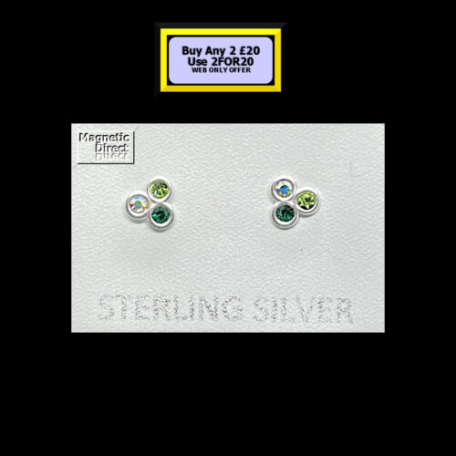 3 Stone Stud Earrings Sterling Silver