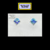 CZ-Aqua Stud Earrings Sterling Silver