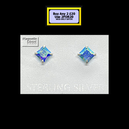 CZ-Aqua Stud Earrings Sterling Silver CZ-Aqua Stud Earrings Sterling Silver