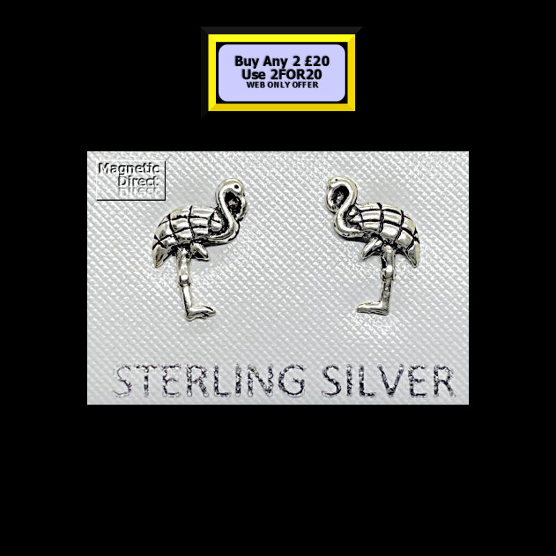Flamingo Stud Earrings Sterling Silver