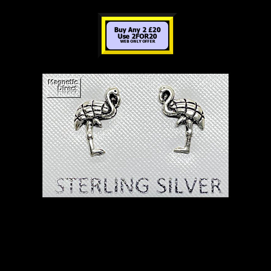 Flamingo Stud Earrings Sterling Silver